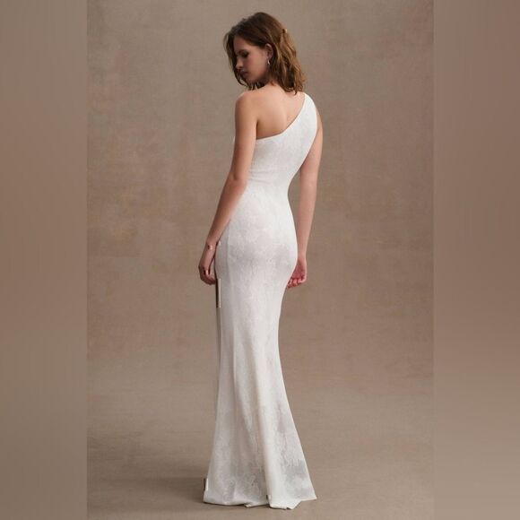 ANTHROPOLOGIE Ronny Kobo Owena One Shoulder Texture Gown Maxi Dress M Read Below - Picture 2 of 12